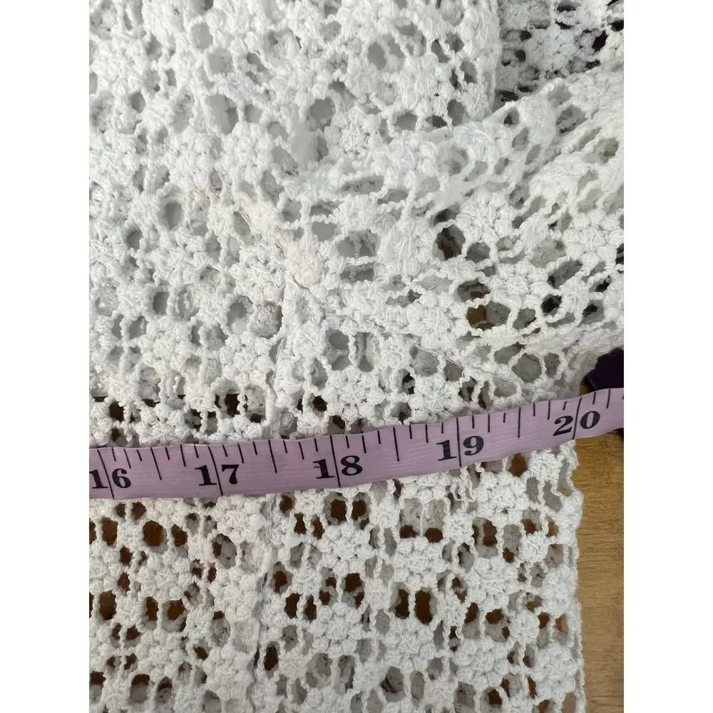 Rabbit Designs White Crochet Cardigan Womens L Cotton Y2K Dainty Fairy Grunge - Picture 7 of 10